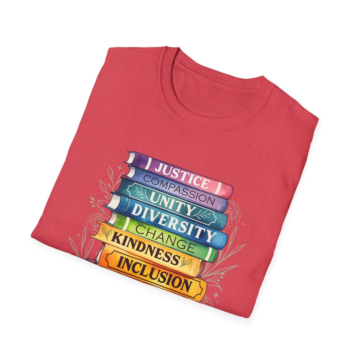 Equality Stack of Books T-Shirt | Pride Colors, Justice Unity Diversity Inclusion
