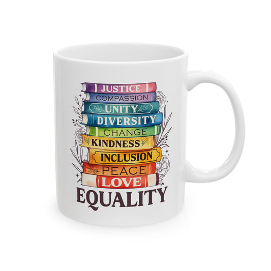 Equality Rainbow Stack Ceramic Mug — LGBTQ+ Pride Coffee Cup