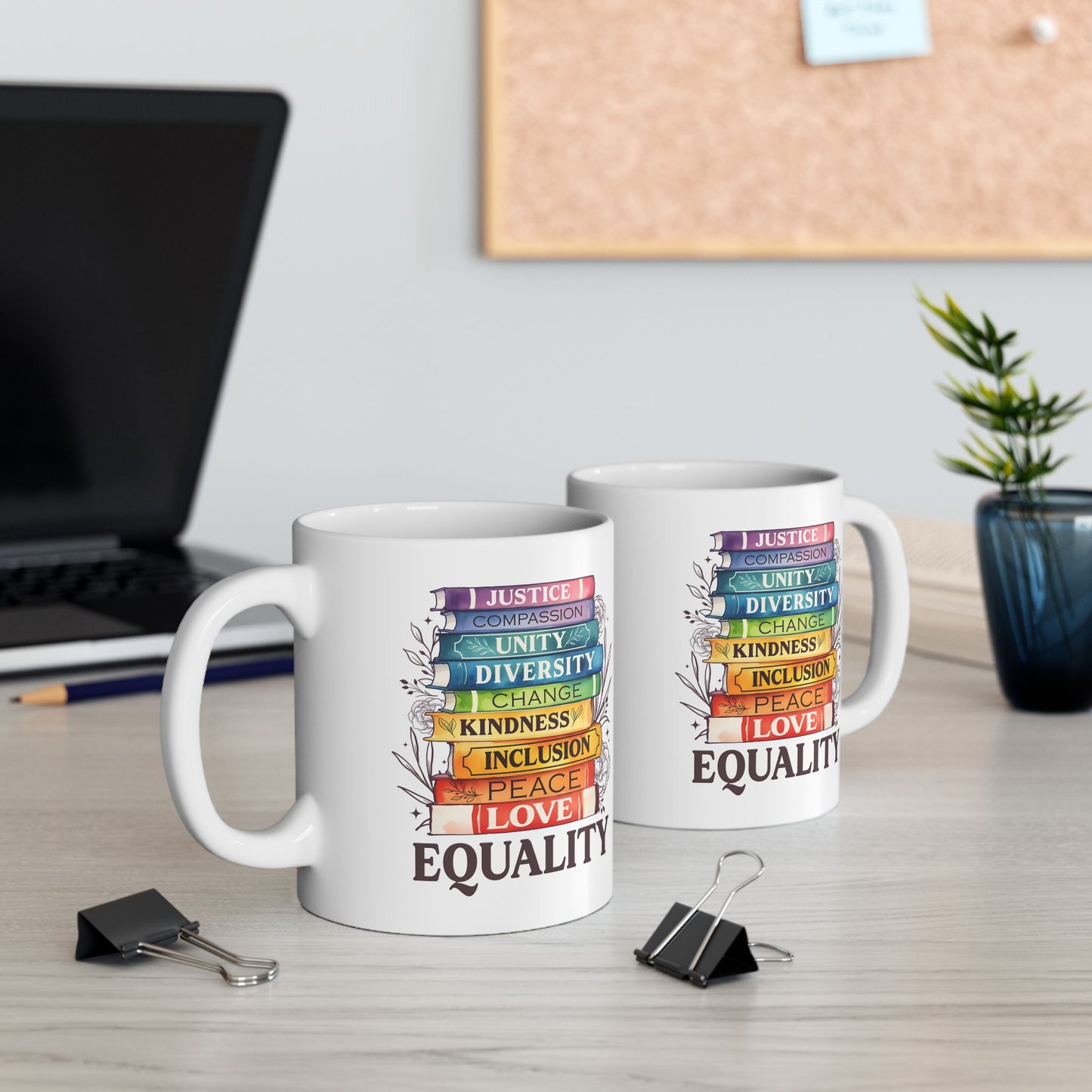 Equality Rainbow Stack Ceramic Mug — LGBTQ+ Pride Coffee Cup