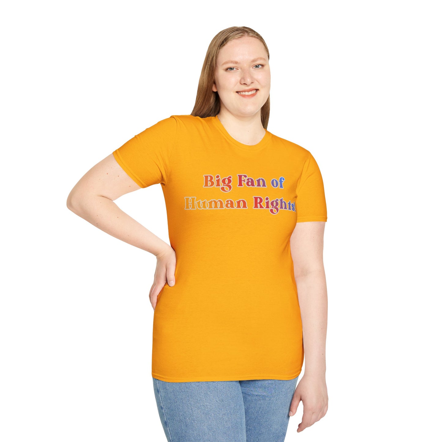 Human Rights T-Shirt — “Big Fan of Human Rights!” Rainbow Pride Tee