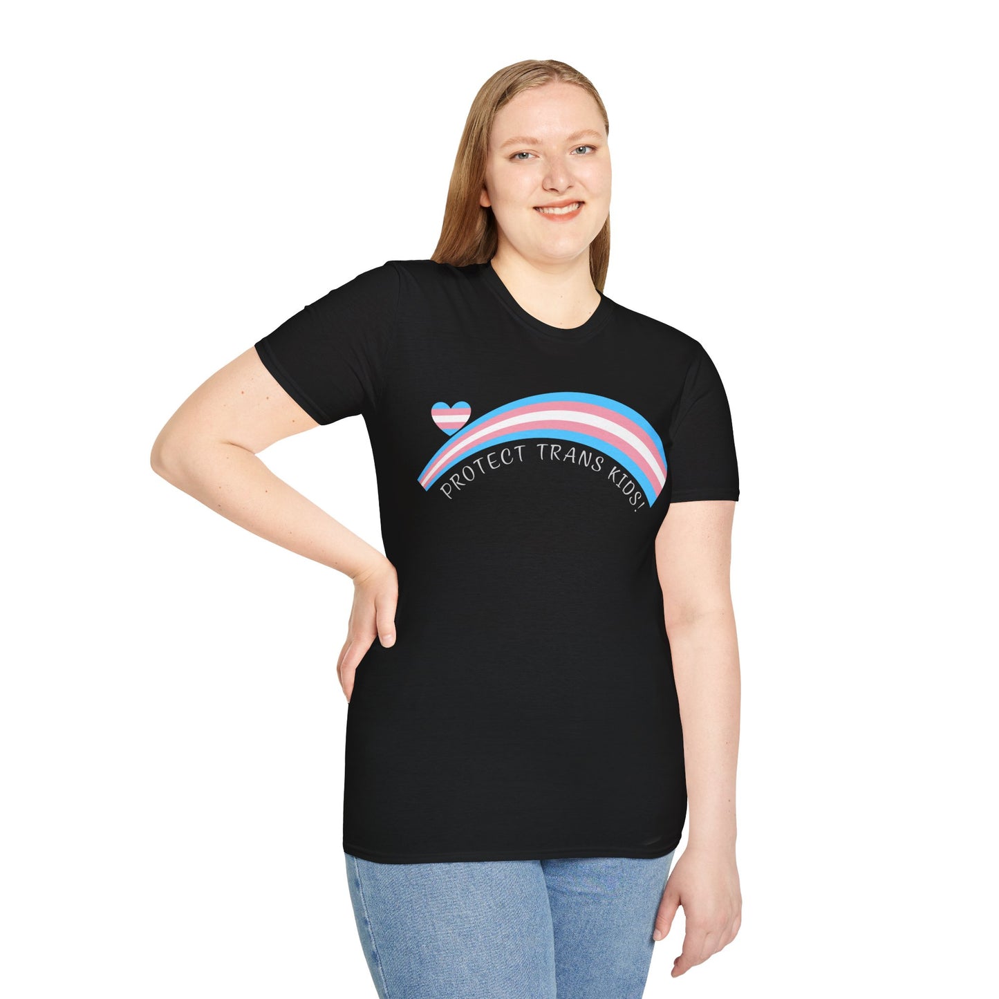 Protect Trans Kids T-Shirt — Transgender Pride Rainbow Tee *white print*
