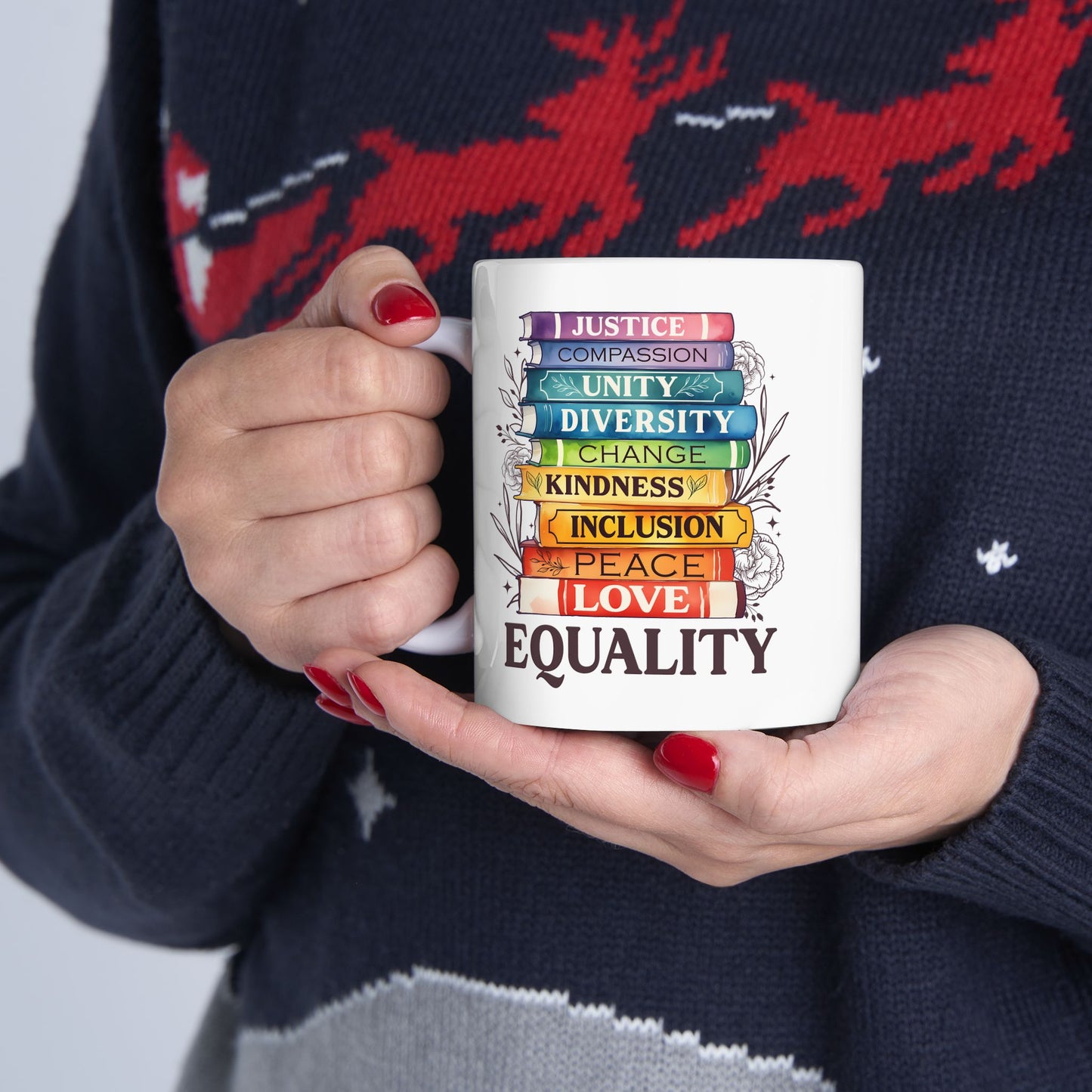 Equality Rainbow Stack Ceramic Mug — LGBTQ+ Pride Coffee Cup