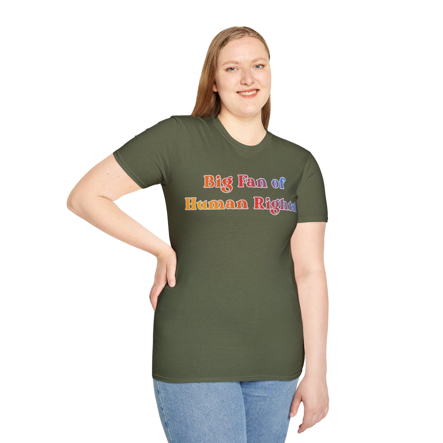 Human Rights T-Shirt — “Big Fan of Human Rights!” Rainbow Pride Tee