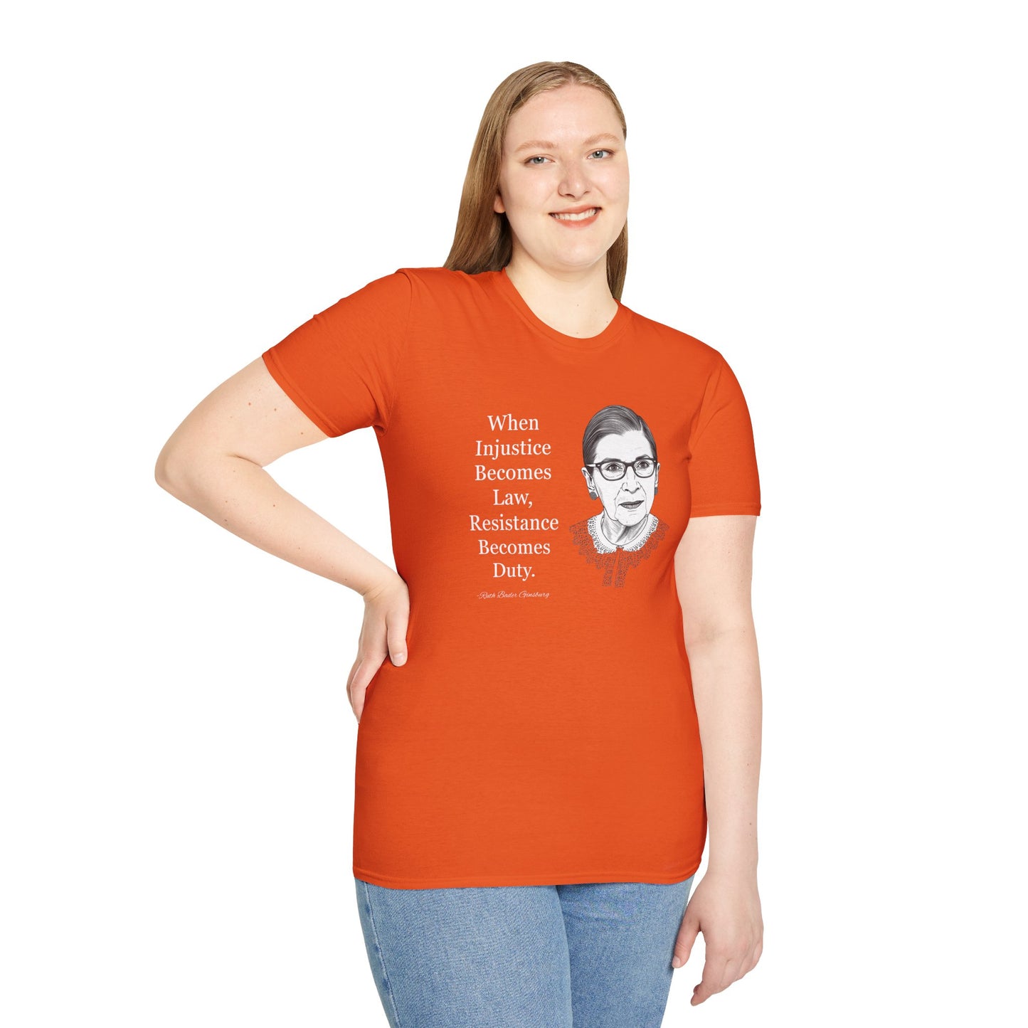 Ruth Bader Ginsburg Quote T-Shirt — "When Injustice Becomes Law, Resistance Becomes Duty"