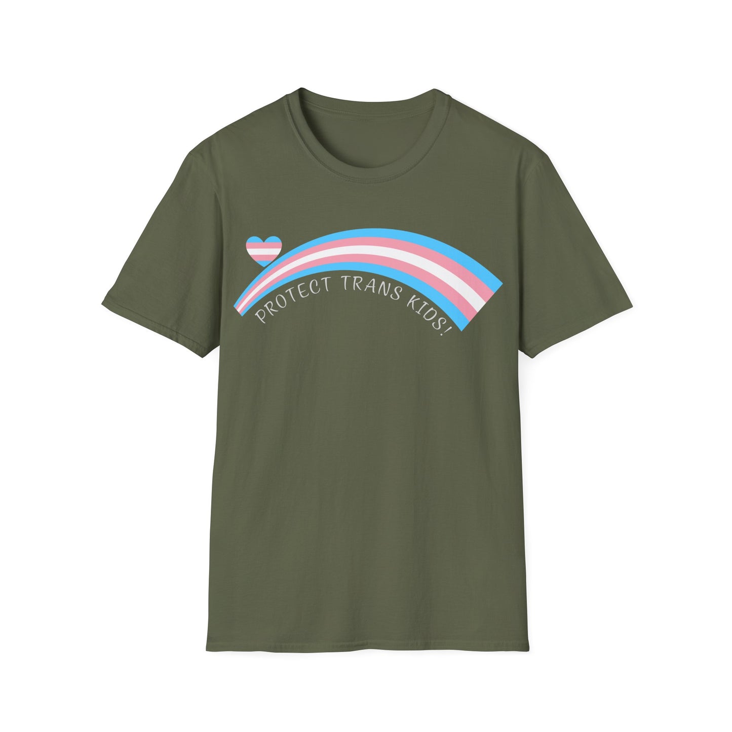 Protect Trans Kids T-Shirt — Transgender Pride Rainbow Tee *white print*
